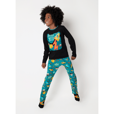Pijama Manga Longa Algodão Menino Teen Space Food