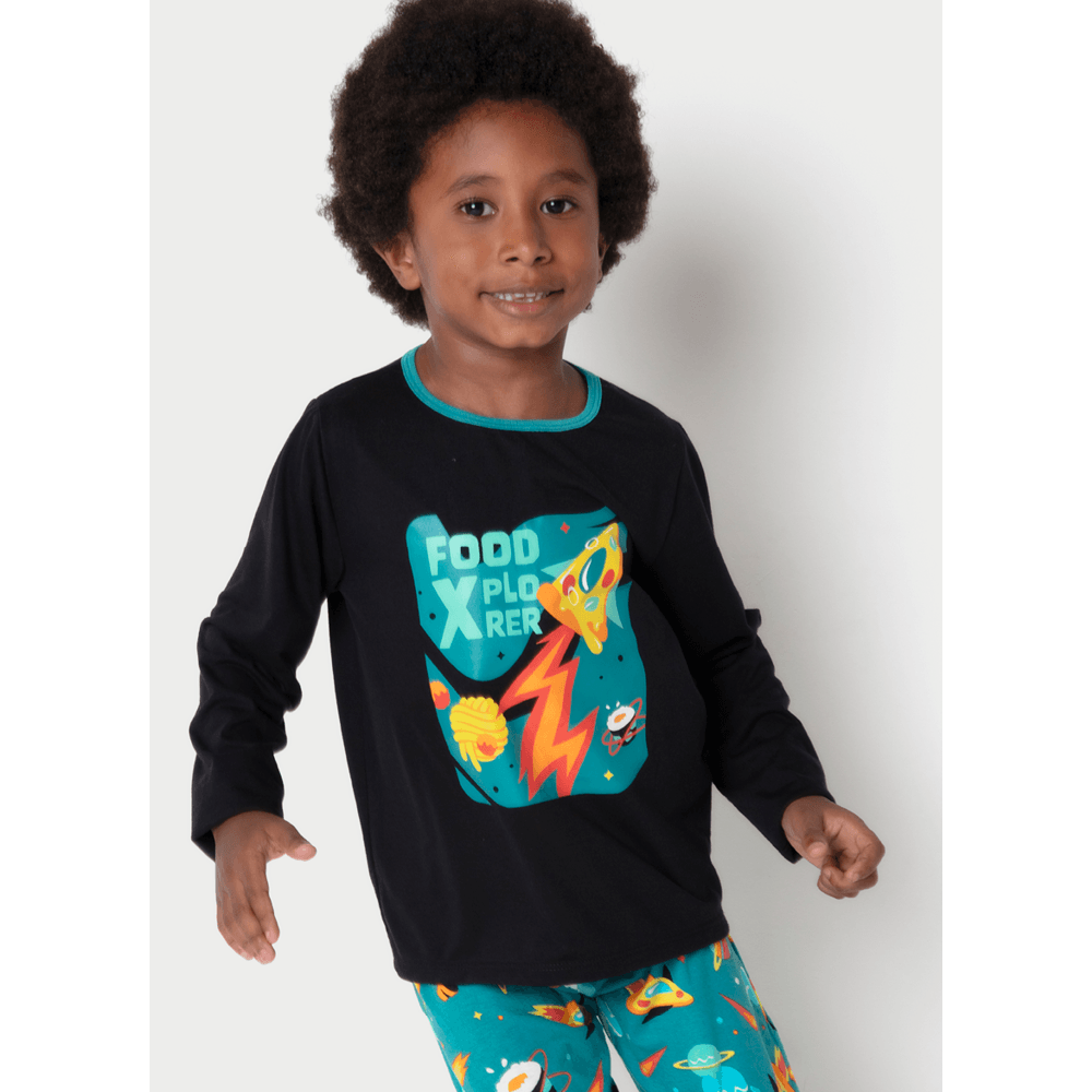 Pijama Manga Longa Algodão Menino Space Food - 2