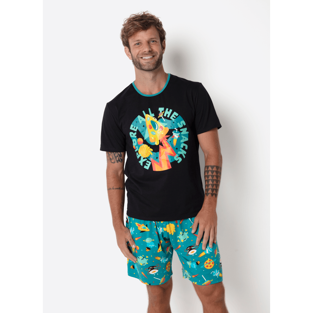 Pijama Manga Curta Masculino Space Food - 1