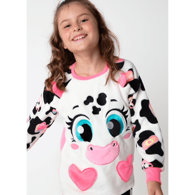 Pijama Manga Longa Soft Menina Teen Vaca Patches