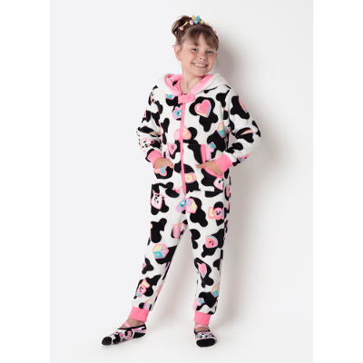 Macacão Manga Longa Soft Menina Vaca Patches