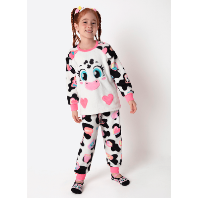 Pijama Manga Longa Soft Menina Vaca Patches
