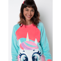 Pijama Manga Longa Soft Feminino Unicórnio Cherry - 3