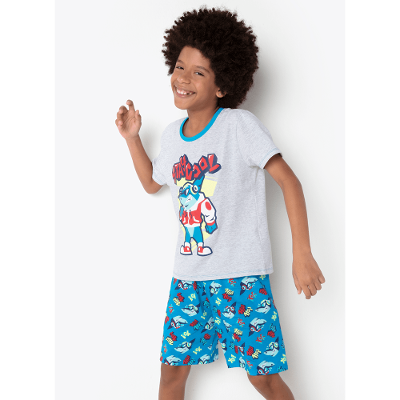 Pijama Manga Curta Menino Teen Tubarão Hip Hop
