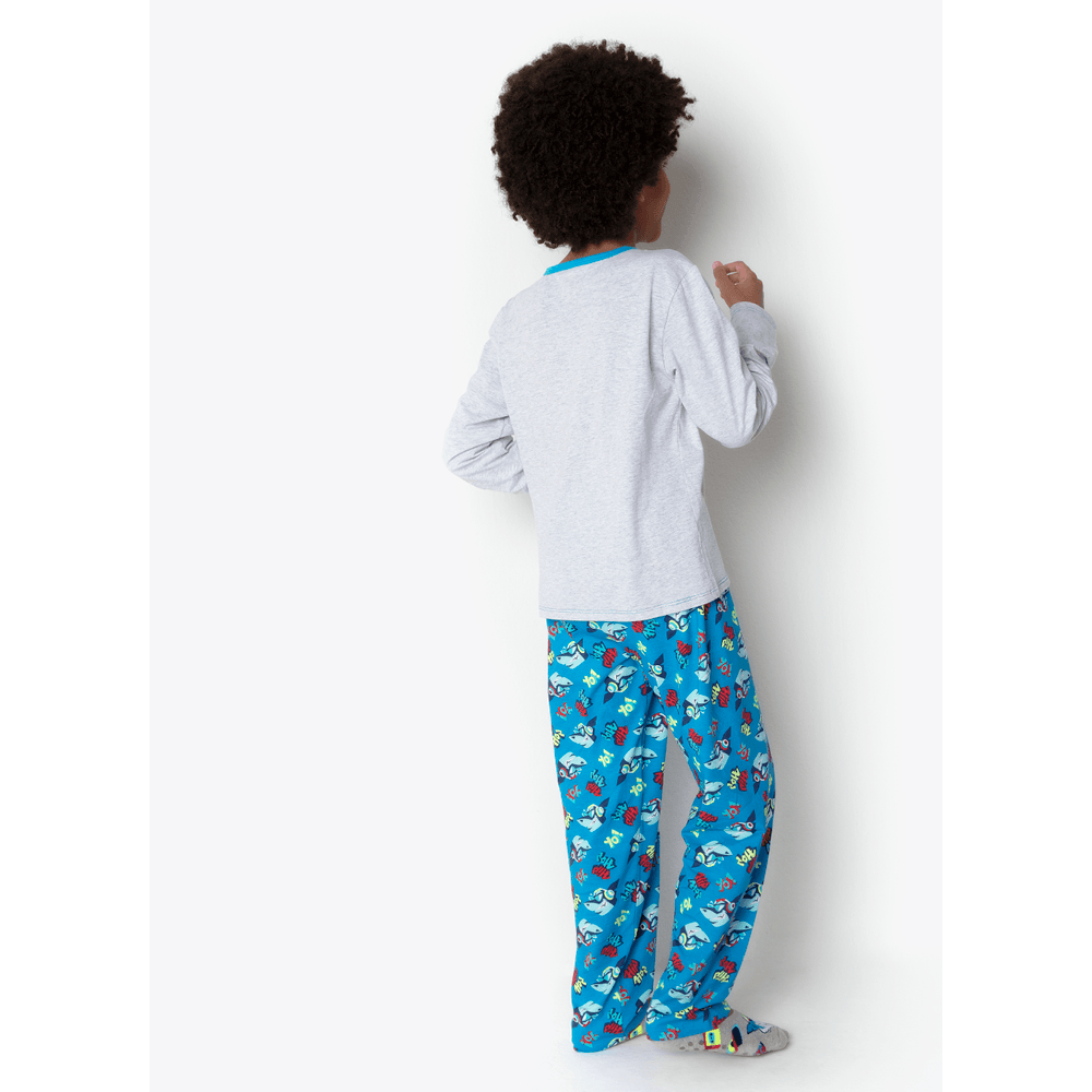 Pijama Manga Longa Algodão Menino Teen Tubarão Hip Hop - 4