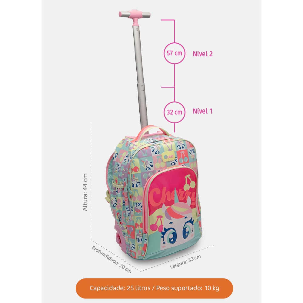 Mochila com Rodinha Grande Unicórnio Cherry - 9