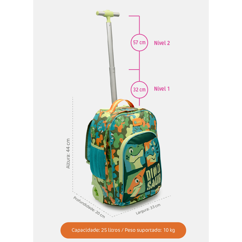 Mochila com Rodinha Dino Trio - 9