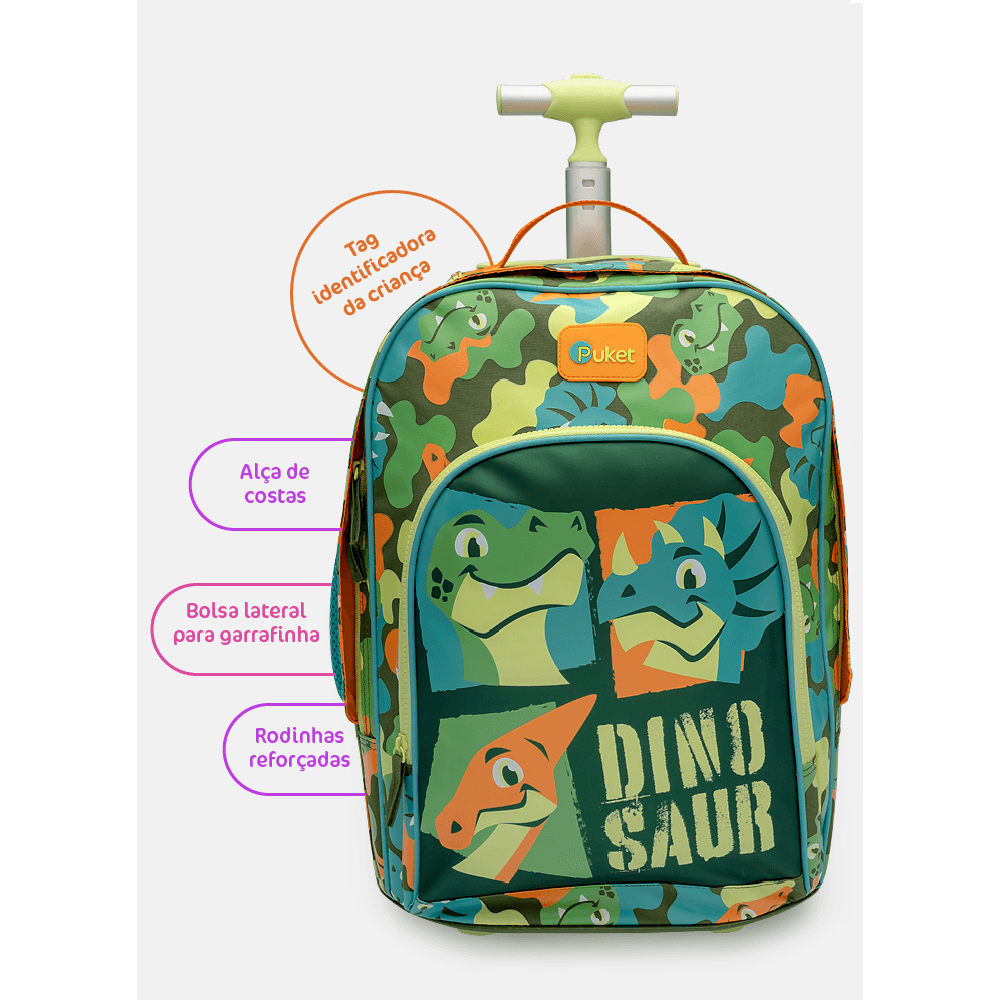 Mochila com Rodinha Grande Dino Trio - 8