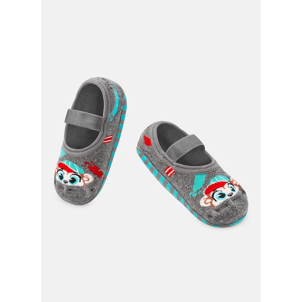 Meia Sapatilha Bebê Menino Sola Emborrachada Macaco - 1