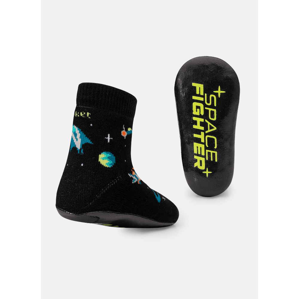 Meia Soquete com Sola Emborrachada Bebê Menino Lobo Space - 3