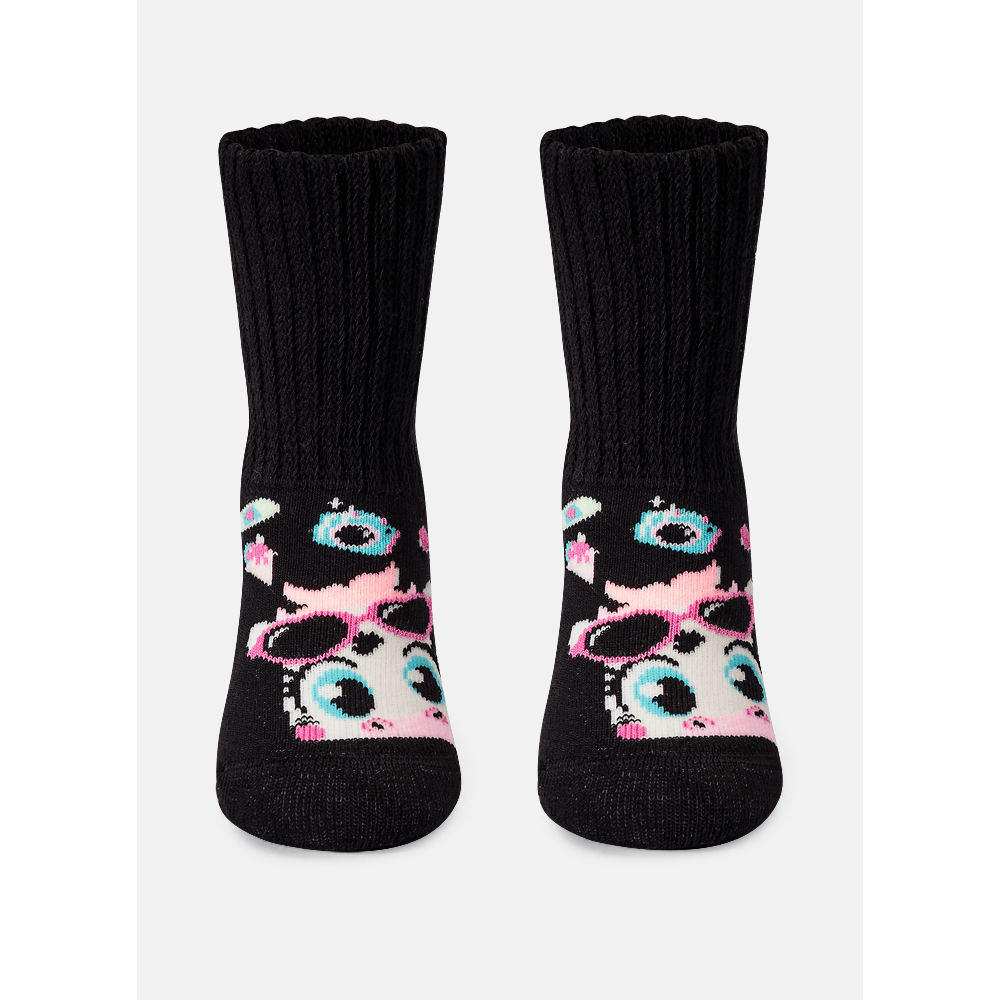 Meia Botinha Antiderrapante Bebê Menina Vaca - 1