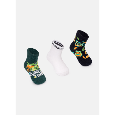Kit com 3 Meias Bebê Menino Jacaré Jungle