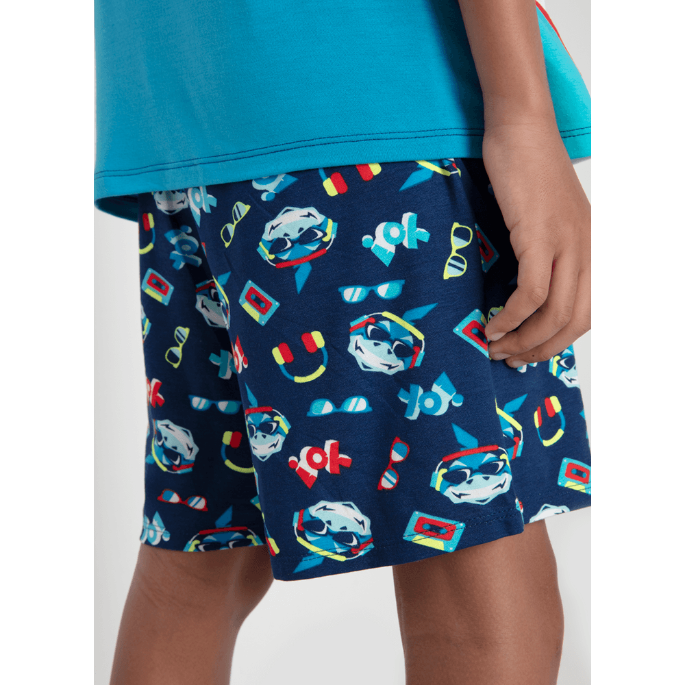 Pijama Manga Curta Viscolycra Menino Teen Tubarão Hip Hop - 3