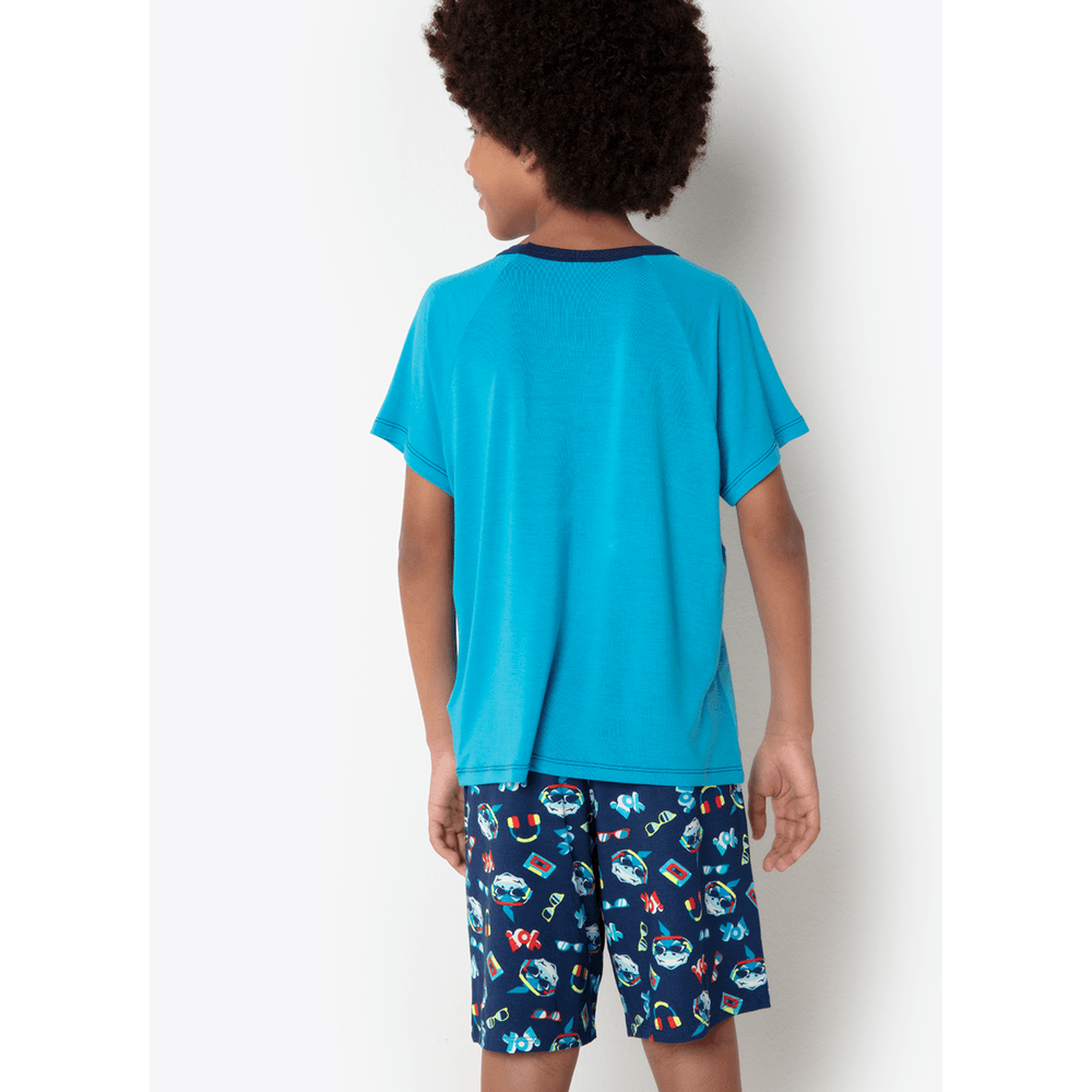 Pijama Manga Curta Viscolycra Menino Teen Tubarão Hip Hop - 4