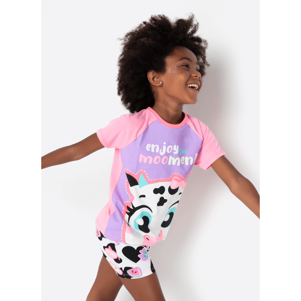 Pijama Manga Curta Viscolycra Menina Vaca Patches - 2