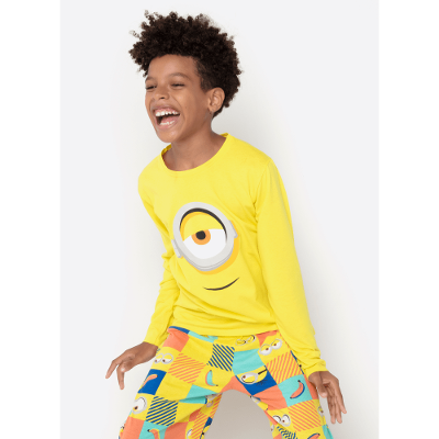 Pijama Manga Longa Algodão Teen Unissex Minions