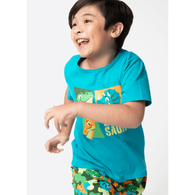 Pijama Manga Curta Algodão Menino Teen Dino Trio