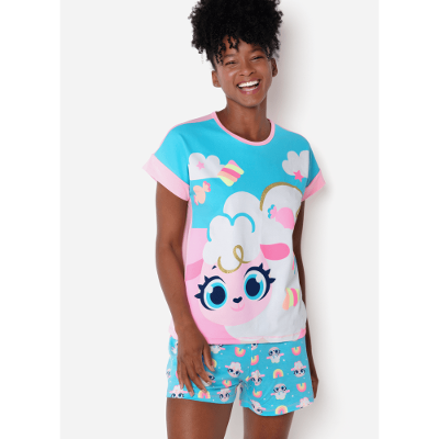 Pijama Manga Curta Viscolycra Feminino Ovelha