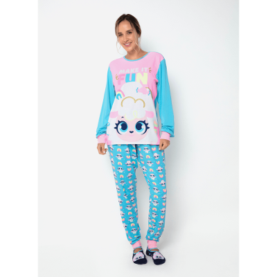 Pijama Manga Longa Viscolycra Feminino Ovelha