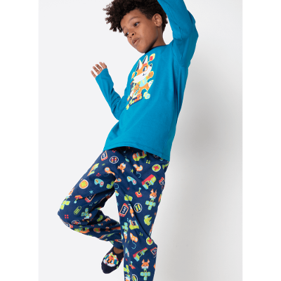 Pijama Manga Longa Algodão Menino Teen Raposa Gamer