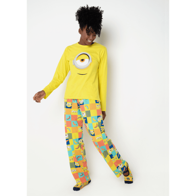 Pijama Manga Longa Algodão Adulto Unissex Minions