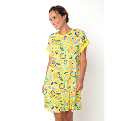 Camisola Manga Curta Viscolycra Feminina Minions