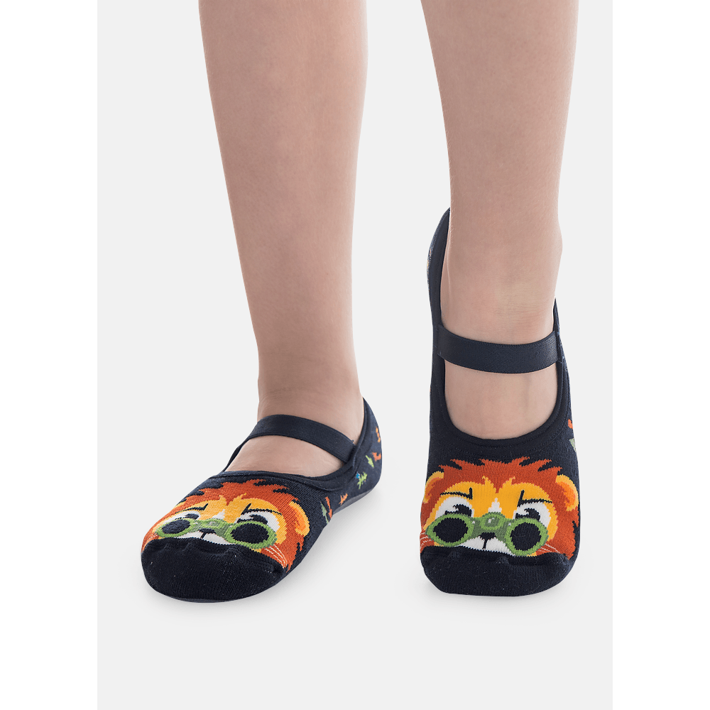 Meia Sapatilha com Sola Emborrachada Menino Leão - 1