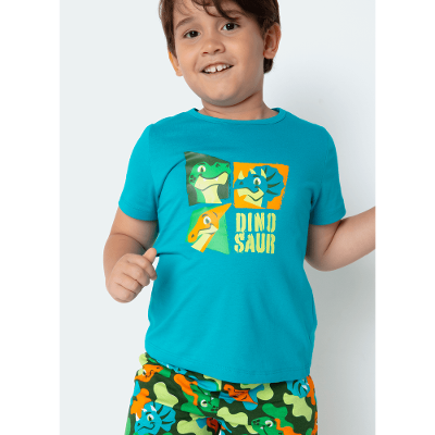 Pijama Manga Curta Menino Dino Trio