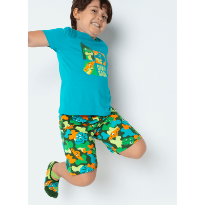 Pijama Manga Curta Menino Dino Trio