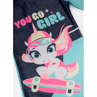 Macacão Praia Manga Longa Menina Unicórnio Skate - 3