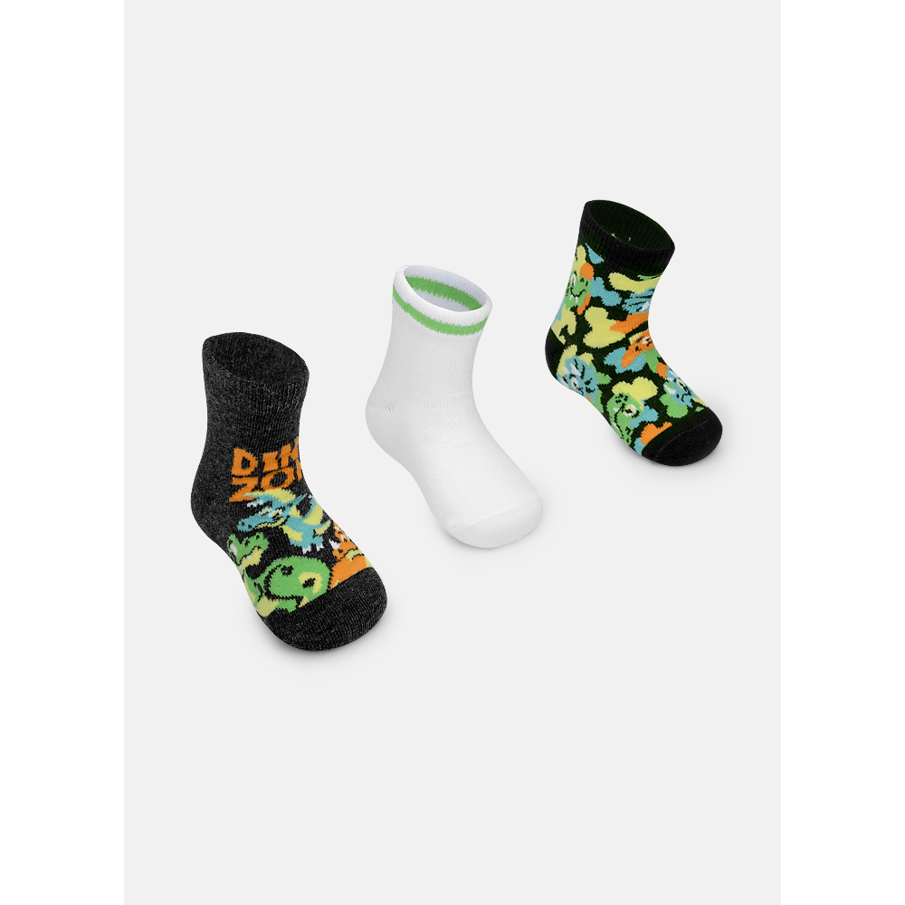 Kit com 3 meias Bebê Menino Dino Trio - 2