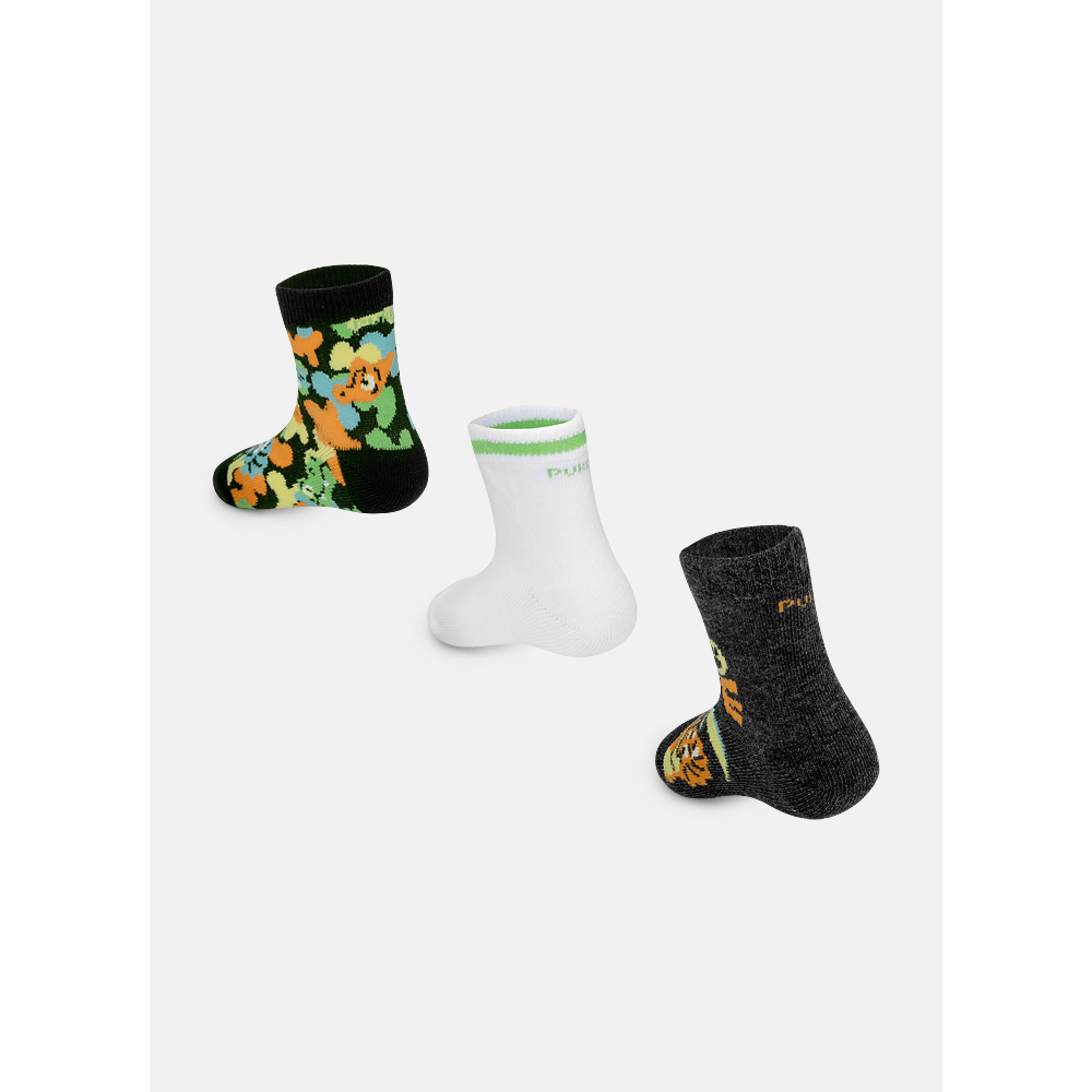 Kit com 3 meias Bebê Menino Dino Trio - 3