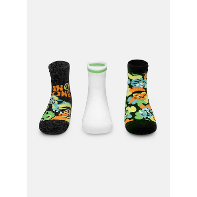 Kit com 3 Meias Soquete Bebê Menino Dino Trio