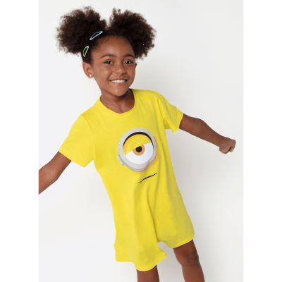 Camisola Manga Curta Algodão Menina Minions
