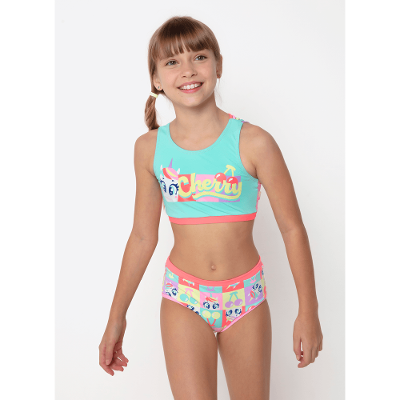 Biquíni Menina Teen Com Proteção Solar Unicórnio Cherry