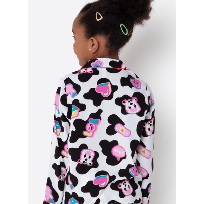Pijama Manga Longa Viscose Menina Vaca Patches