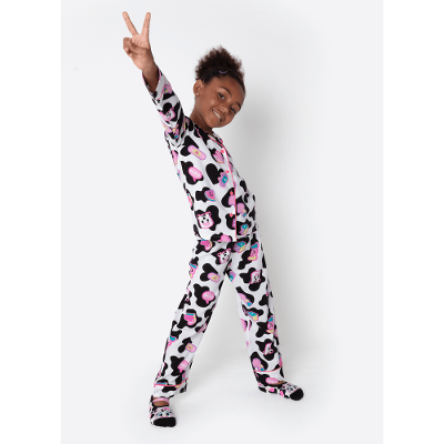 Pijama Manga Longa Viscose Menina Vaca Patches