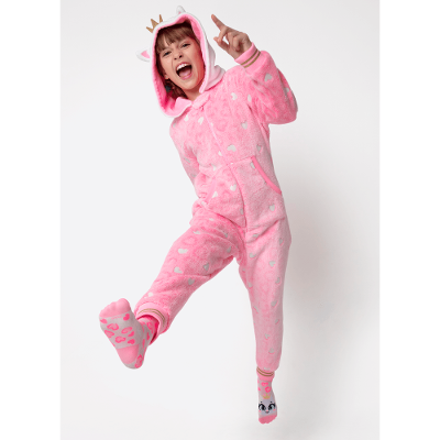 Macacão Manga Longa Soft Menina Teen Gata Romântica