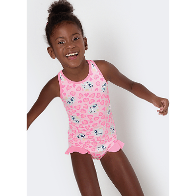 Maiô Com Proteção Solar Menina Gata Romântica