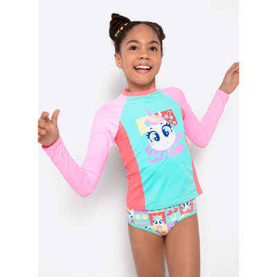 Camiseta Menina Teen Com Proteção Solar Unicórnio Cherry