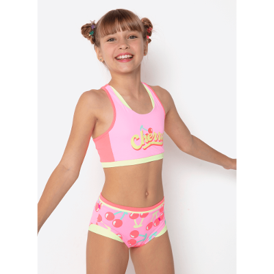 Biquíni Menina Teen Com Proteção Solar Unicórnio Cherry