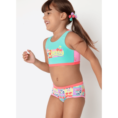 Biquíni com Proteção Solar Menina Unicórnio Cherry
