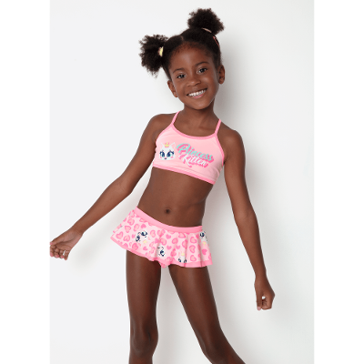 Biquíni Menina Com Proteção Solar Gata Romântica