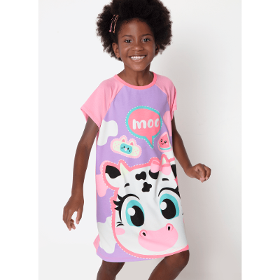 Camisola Manga Curta Viscolycra Menina Vaca Patches