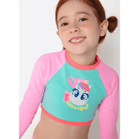 Conjunto Cropped e Calcinha Menina Com Proteção Solar Unicórnio Cherry - 2