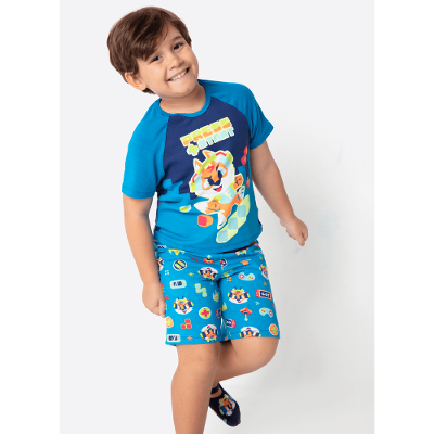 Pijama Manga Curta Viscolycra Menino Raposa Gamer