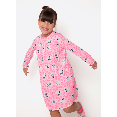 Camisola Manga Longa Algodão Menina Gata Romântica