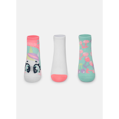 Kit com 3 meias Menina Unicórnio Cherry