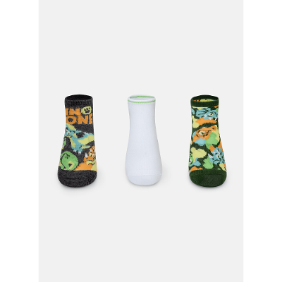 Kit com 3 meias Menino Dino Trio