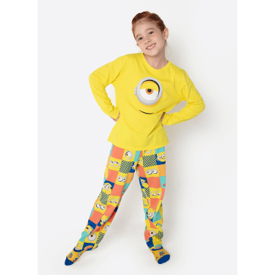 Pijama Manga Longa Algodão Menina Minions